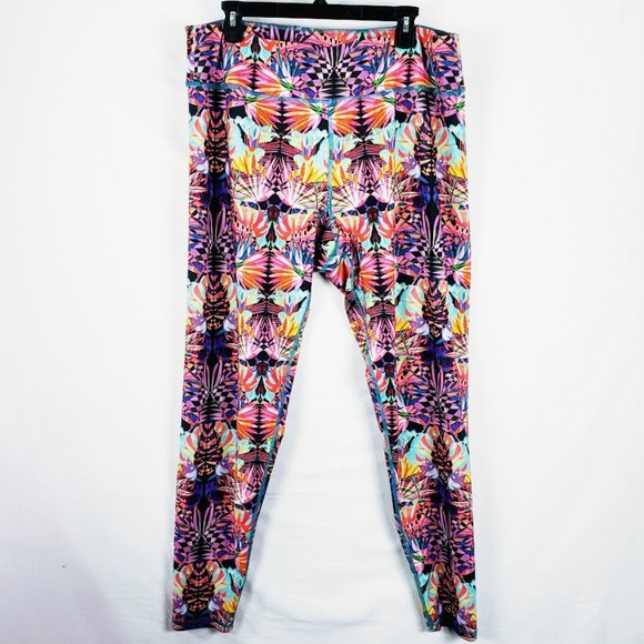Personal Record Tropical Paradise Leggings Plus Size 3 20 22 Yoga Work Out USA - Picture 1 of 4